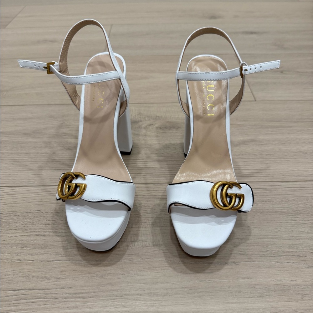 White and Gold Heeled Sandals